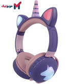 هدفون بلوتوثی تک شاخ یونیکورن ME-17 رنگ بنفش مناسب هدیه دخترانه