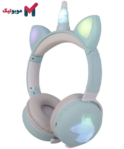 هدفون بی سیم فانتزی یونیکورن ME-17 رنگ سبزآبی با طراحی کودکانه