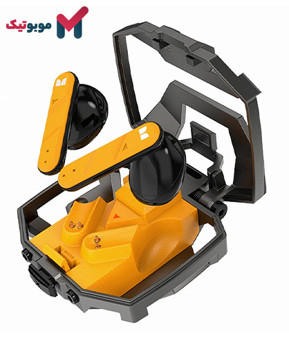 هندزفری بلوتوث مانستر XKT09 رنگ زرد با طراحی فلزی