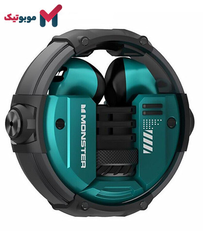 هندزفری بلوتوث گیمینگ مانستر Airmars XKT10 رنگ سبز با کیس چرخشی 360 درجه