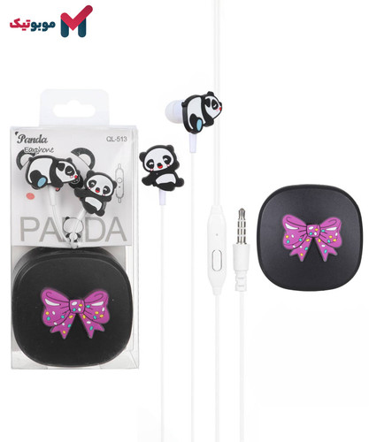 هندزفری سیمی فانتزی عروسکی پاندا همراه با کیس محافظ مدل QL-513