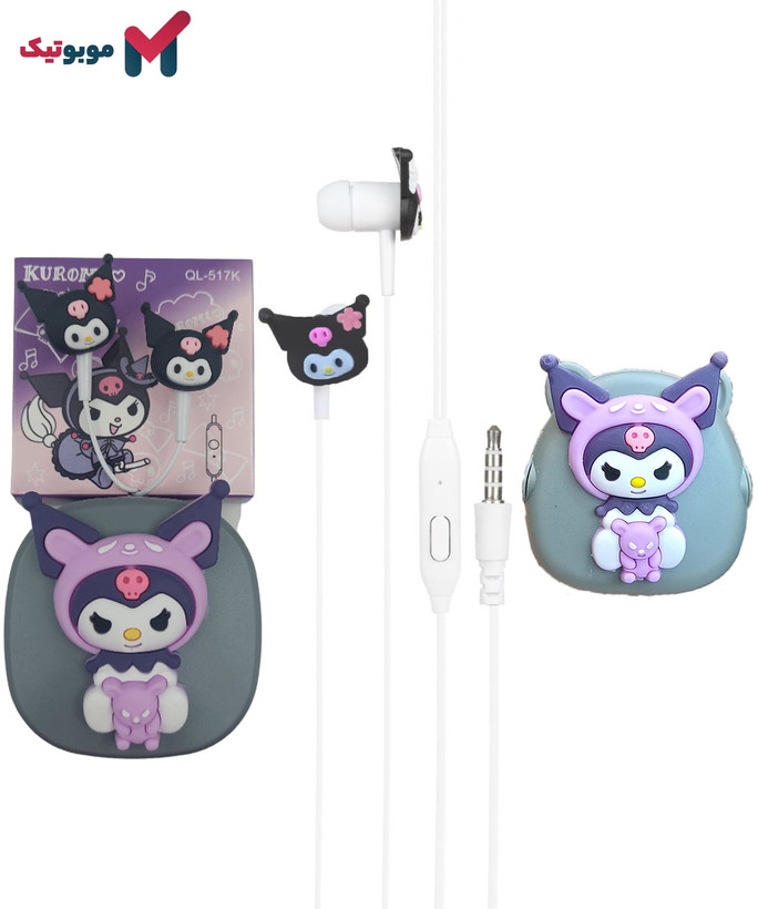 نمای نزدیک هندزفری سیمی کورومی با جزئیات فانتزی و سیم اتصال