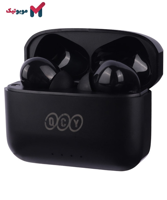 هندزفری بلوتوث QCY T18 Pro رنگ مشکی داخل محفظه شارژ