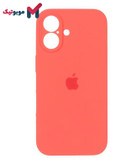 قاب سیلیکونی محافظ لنزدار آیفون 16 رنگ مرجانی (Coral)