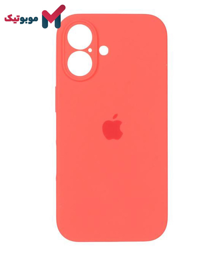 قاب سیلیکونی محافظ لنزدار آیفون 16 رنگ مرجانی (Coral)