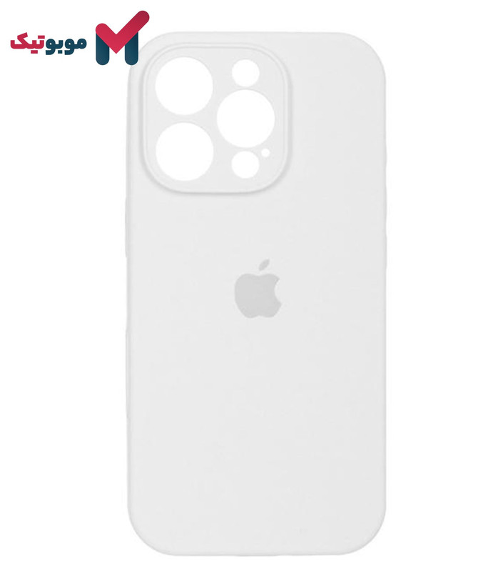 قاب سیلیکونی محافظ لنزدار iPhone 15 Pro Max رنگ سفید