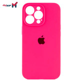 قاب سیلیکونی محافظ لنزدار iPhone 15 Pro Max رنگ سرخابی