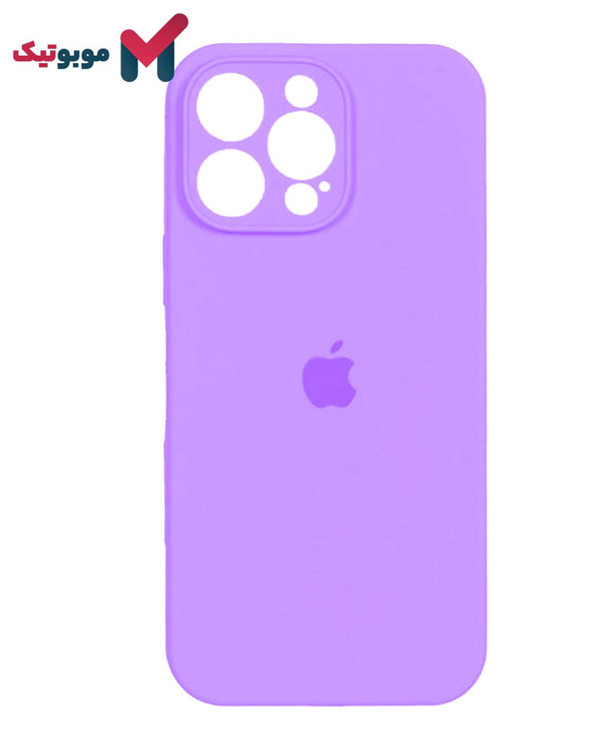 قاب سیلیکونی محافظ لنزدار iPhone 15 Pro Max رنگ یاسی