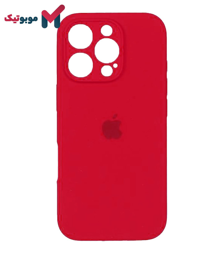 قاب سیلیکونی محافظ لنزدار iPhone 15 Pro Max رنگ قرمز