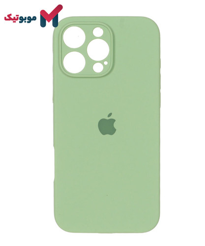 قاب سیلیکونی محافظ لنزدار iPhone 15 Pro Max رنگ سبز مغز پستهای
