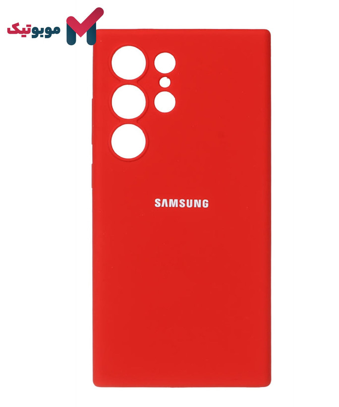 قاب سیلیکونی قرمز محافظ لنزدار Galaxy S24 Ultra