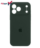 قاب سیلیکونی سبز تیره iPhone 17 Pro Max (Dark Green – Olive Green – یشمی – آواکادویی) با پوشش مخملی