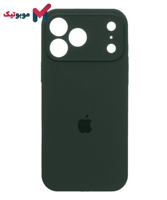 قاب سیلیکونی سبز تیره iPhone 17 Pro Max (Dark Green – Olive Green – یشمی – آواکادویی) با پوشش مخملی