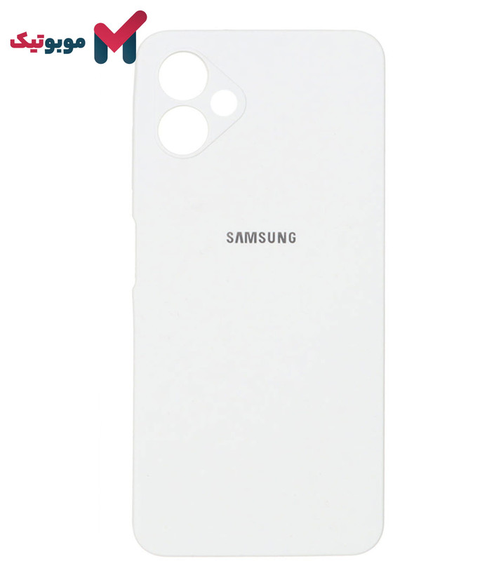 قاب سیلیکونی سفید Galaxy A06 با محافظ لنز یکپارچه و پوشش مخملی داخلی