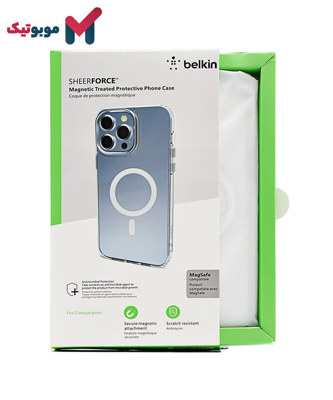 جعبه و پک اورجینال قاب شفاف مگسیف بلکین SheerForce برای iPhone 17 Pro Max – بستهبندی رسمی و لوازم جانبی