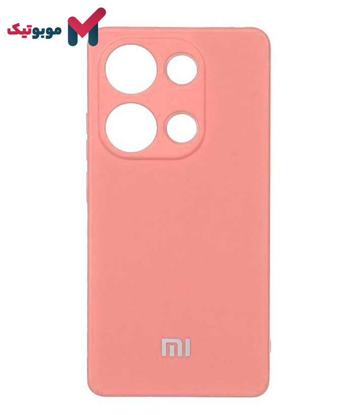 قاب سیلیکونی Redmi Note 13 4G رنگ گلبهی هلویی کالباسی محافظ لنزدار